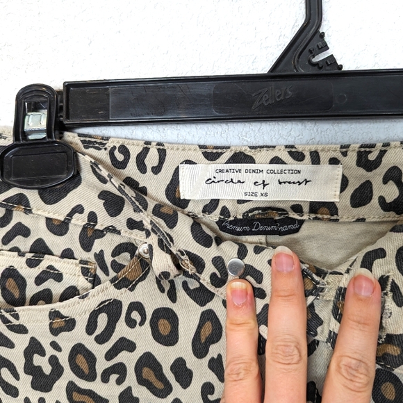 Circle of Trust Leopard Print Mini Skirt Raw Hem Stretchy Brown Tan Cheetah - Picture 9 of 14